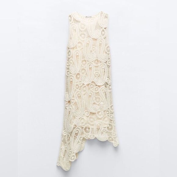 ZARA ASYMMETRIC CROCHET DRESS - Picture 9 of 10